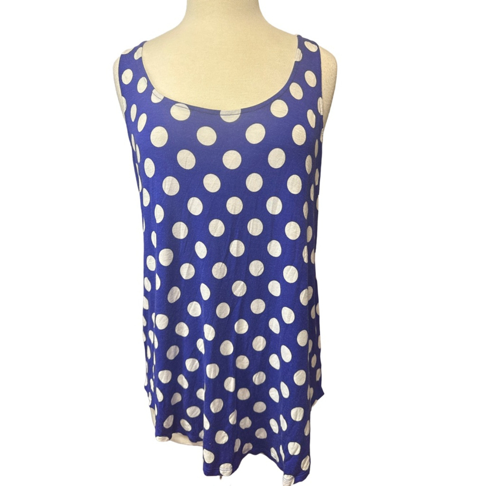 STELLA ROSE Blue White Polka Dot Tank Top XL